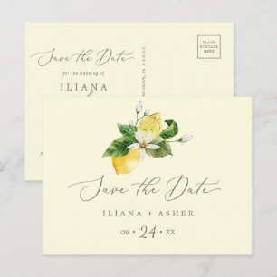 Modern Lemon Garden Gelb Save the Date Postkarte