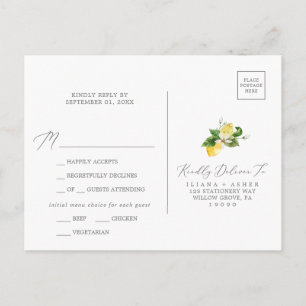 Modern Lemon Garden Menu UAWG Postkarte