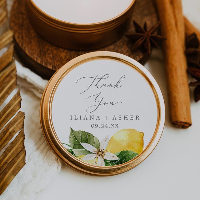 Modern Lemon Garden Vielen Dank für Ihr Interesse  Runder Aufkleber (Von Creator hochgeladen)