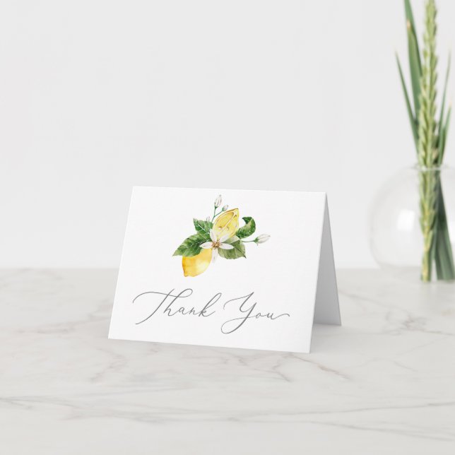Modern Lemon Garden Wedding Danke Card (Vorderseite)