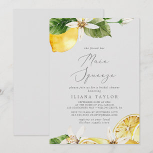Modern Lemon   Graues Brautparty Einladung