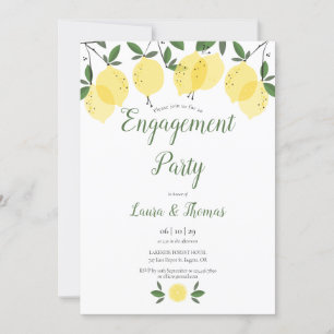 Modern Lemon Greenery Engagement Party Einladung