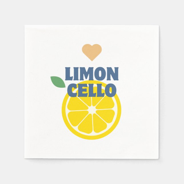 Modern Lemon Heart Limoncello White Serviette (Vorderseite)