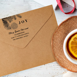 Modern Lemon Orange Merry Christmas Joy Permastempel