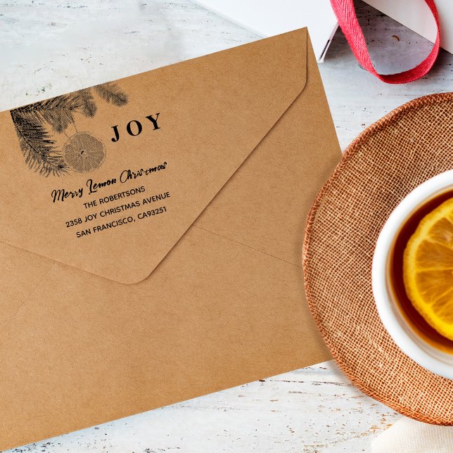 Modern Lemon Orange Merry Christmas Joy Permastempel (Von Creator hochgeladen)