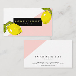 Modern Lemon Pink White Block Business Card Visitenkarte