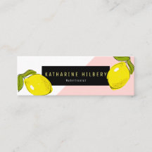 Modern Lemon Pink White Block Mini Business Card