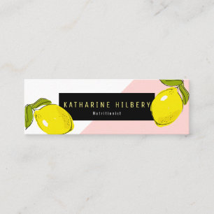 Modern Lemon Pink White Block Mini Business Card Mini Visitenkarte