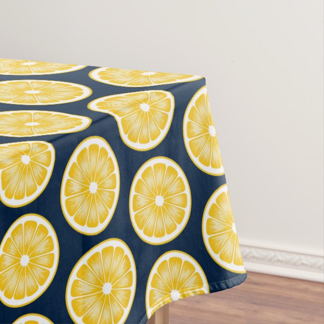 Modern Lemon Slice Navy Blue & Yellow Tischdecke (Beispiel)