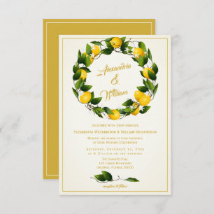Modern Lemon Wreath Garden Hochzeit Einladung