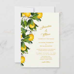 Modern Lemon Wreath Garden   Hochzeit Einladung