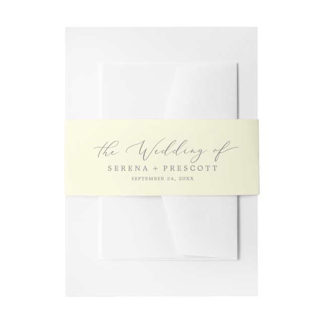 Modern Lemon Yellow Wedding Einladungsbanderole (Vorderseite Beispiel)
