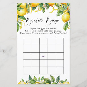 Modern Lemons Citrus Bridal Bingo Game