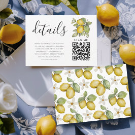 Modern Lemons Yellow & Blue Wedding Details Enclos Begleitkarte