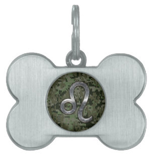 Modern Leo Zodiac Sign on Green Digital Camo Tiermarke