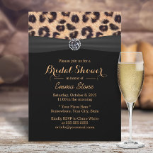 Modern Leopard Black Ribbon Diamond Brautparty