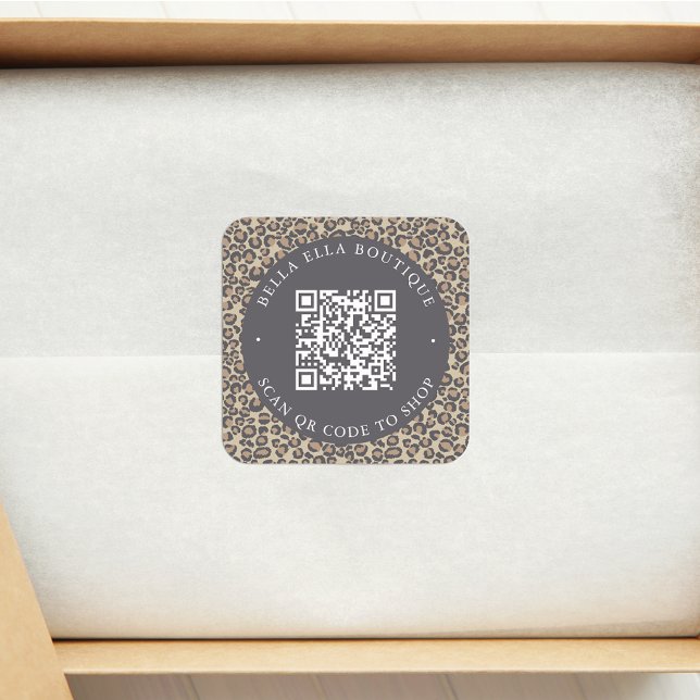 Modern Leopard Custom QR Code Shop Aufkleber (Von Creator hochgeladen)