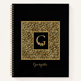 Modern Leopard Gold Personal Monogram Letter G Notizbuch