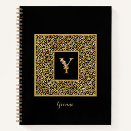 Modern Leopard Gold Personal Monogram Letter Y Notizbuch