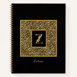Modern Leopard Gold Personal Monogram Letter Z Notizbuch