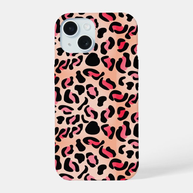 Modern Leopard Pattern Animal Print iPhone 15 Hülle (Rückseite)