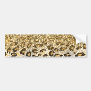 Modern Leopard Pattern Gold Glitzer Ombre Autoaufkleber