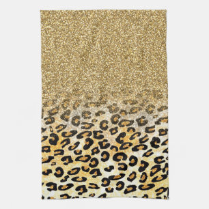 Modern Leopard Pattern Gold Glitzer Ombre Handtuch