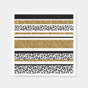 Modern Leopard Pattern Gold Glitzer Ombre Serviette