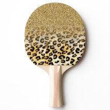 Modern Leopard Pattern Gold Glitzer Ombre
