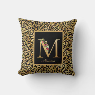 Modern Leopard Personalisiert Monogram M Kissen