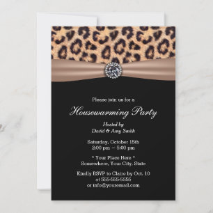 Modern Leopard Print Diamond Housewarming Party Einladung