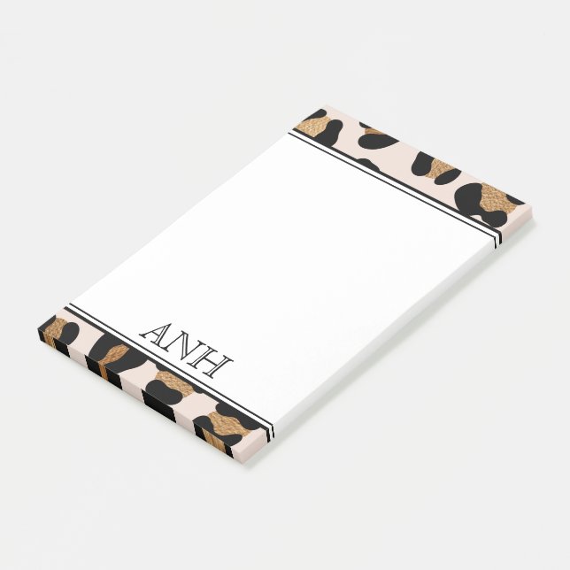 Modern Leopard Print doppelter Grenze drei Ursprün Post-it Klebezettel (angewinkelt)