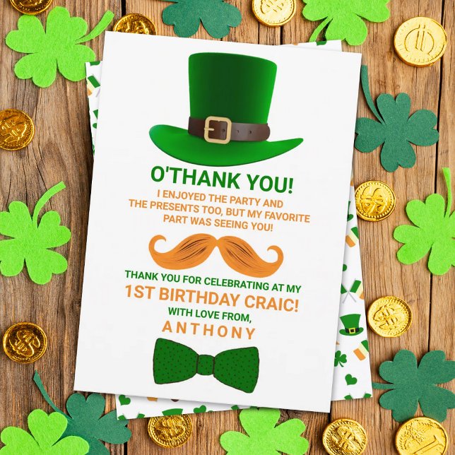 Modern Leprechaun St. Patrick's any Age Birthday Dankeskarte (Von Creator hochgeladen)