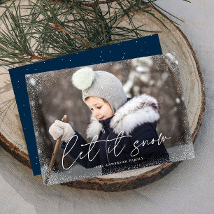 Modern Let It Snow Script Foto Feiertagskarte