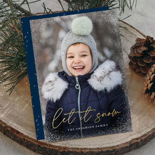 Modern Let it Snow Script Foto Folien Feiertagskarte