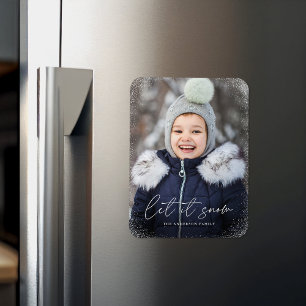Modern Let it Snow Script Foto Magnet