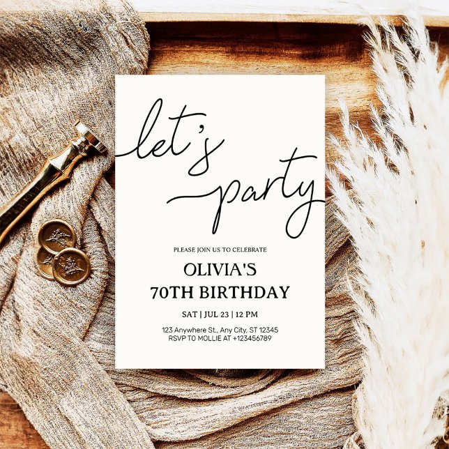 Modern Let’s Party 70th Birthday Einladung (Von Creator hochgeladen)