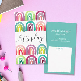 Modern Let's Play Rainbow Playdate Mommy Telefonnummerkarte
