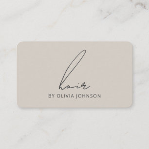Modern Letted Script Hair Stylist Business Card Visitenkarte
