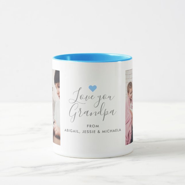 Modern "Liebe Opa" 2-Foto Tasse (Zentrum)
