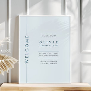 Modern Light Blue Bar Mitzvah Begrüßungszeichen Poster