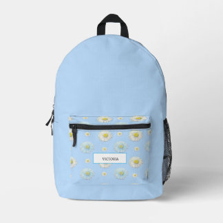 Modern Light Blue & Daisy Meadow Personalisiert Bedruckter Rucksack