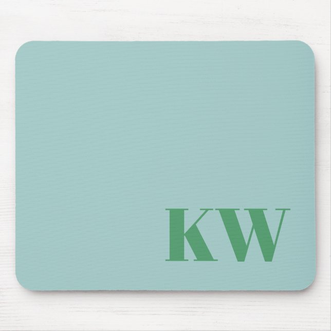 Modern Light Blue Monogram Initials Personalized Mousepad (Vorne)