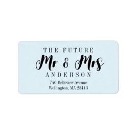 Modern Light Blue The Future Mr. und Mrs. Script Adressaufkleber