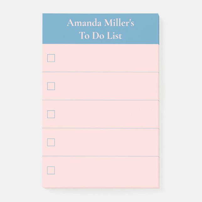Modern Light Coral Blue zu tun Liste mit Namen Post-it Klebezettel (Vorderseite)