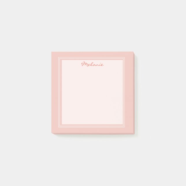 Modern Light Coral White Border Script Post-it Klebezettel (Vorderseite)