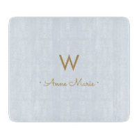 Modern Light Dusty Blue Gold Script Monogram