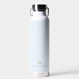 Modern Light Dusty Blue Gold Script Monogram Trinkflasche