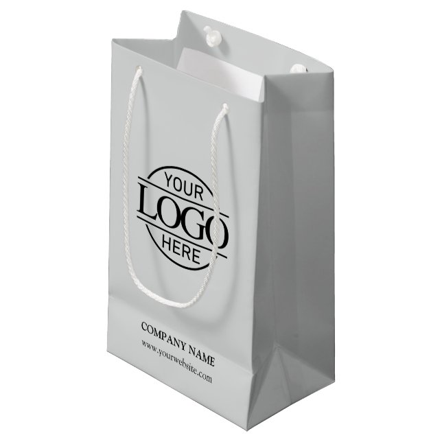 Modern Light Gray Corporate Company Business Logo Kleine Geschenktüte (Vorderseite Schrägansicht)