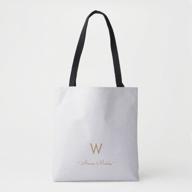 Modern Light Gray Gold Script Monogram (Vorderseite)